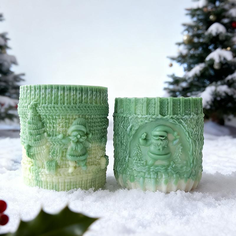 Christmas Series Santa Claus Reindeer Relief Silicone Mold Handmade Scented Candle Plaster Resin Mould Xmas Candle Making Molds