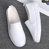 Fashion Spring Summer Silver Flats Hollow Out Women's White Loafer Split Leather Boat Shoes Comfy Ladies Best Flats For Standing All Day