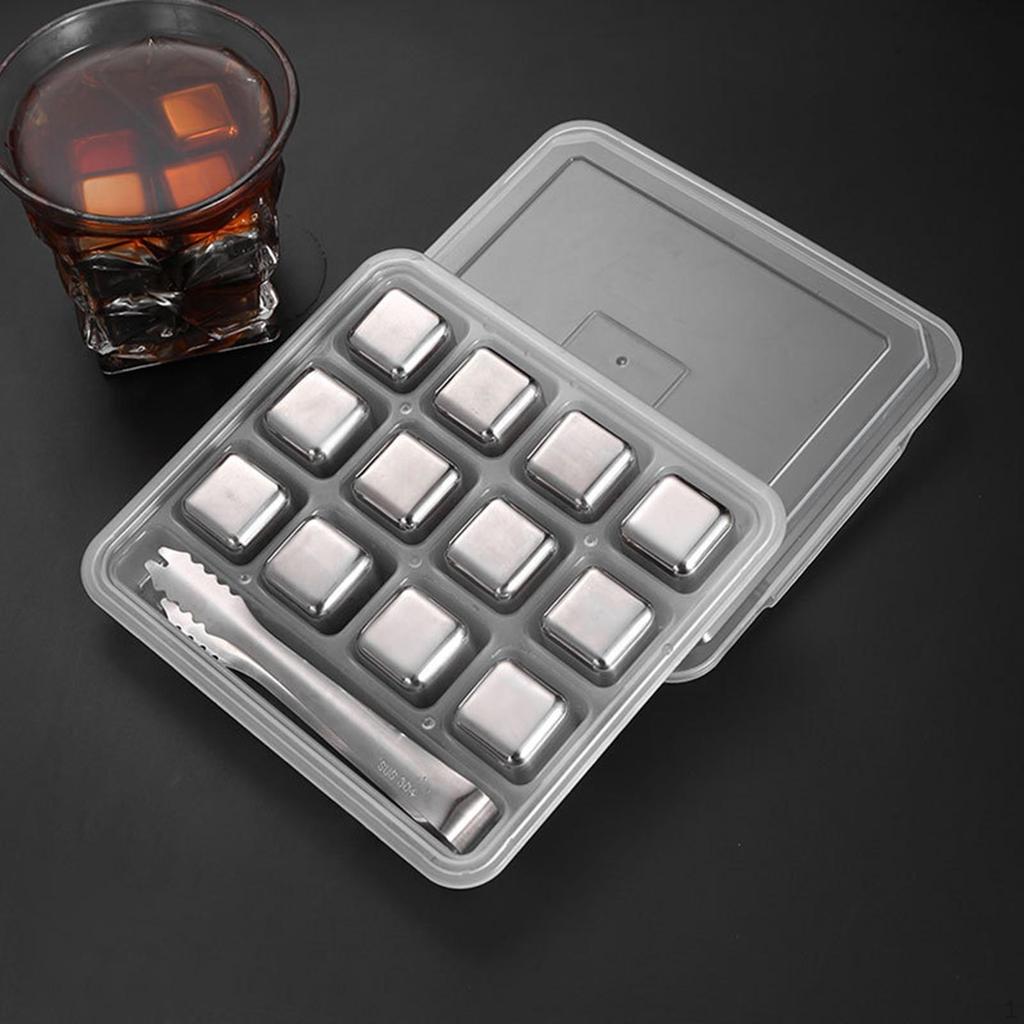 Набор кубиков для охлаждения напитков из нержавеющей стали премиум-класса с подносом — идеально подходит для виски, коктейлей и