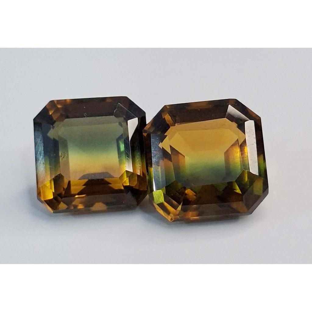 Natural Bi-Color Ametrine Asscher Cut 23-25 Ct Pair Beautiful Loose Gemstone