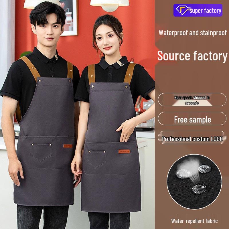 Unisex Waterproof & Oil-Resistant Kitchen Apron with Custom Logo Printing