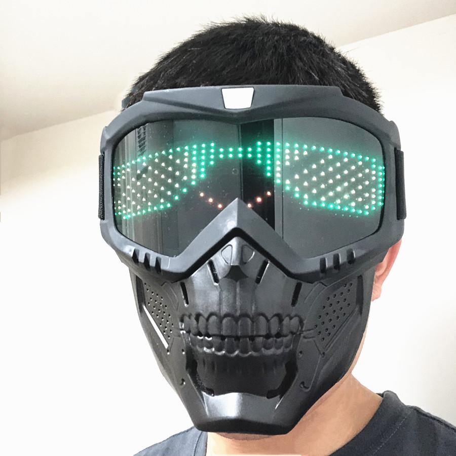 Bluetooth RGB Светодиодная Маска для страйкбола, пейнтбола, военная тактическая со светодиодным дисплеем, маска на все лицо Череп, Хэллоуин, Охотничья защитная маска
