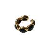 Эксклюзивный Дизайн Позолоченное 18K Настоящим Золотом Инкрустированное Черным Агатом Двухцелевое Клипса-Кольцо, Уникальное Модное Кольцо