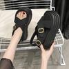 Fashion Summer Women Canvas Thick Sole Sandals New 2024 Peep Toe Flip-Flops 8CM High Platform Sandal Buckle Shoes Woman Zapatillas Mujer