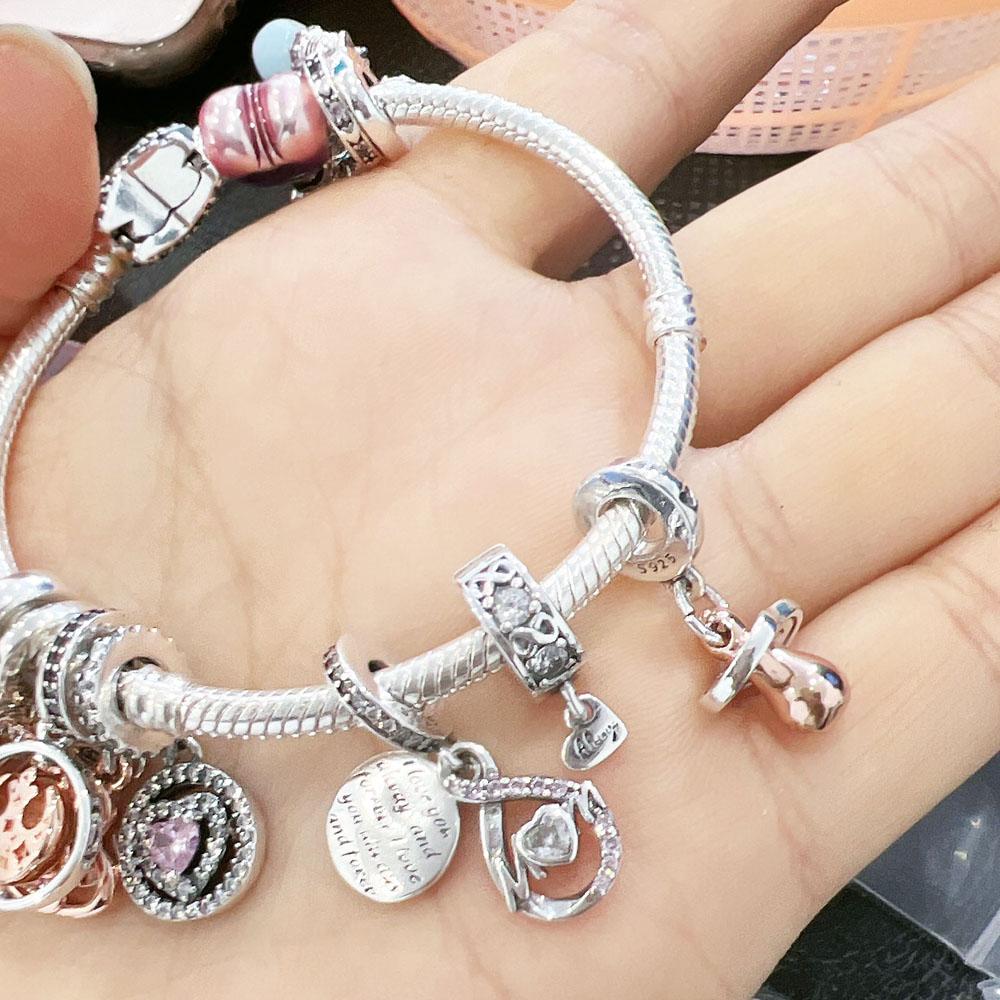 Новый подарок на день матери, воздушный шарик с днем рождения для мамы, бусины «сделай сам», подходят оригинальные модные подвески, серебряный браслет 925, браслет из бисера, изготовление ювелирных изделий