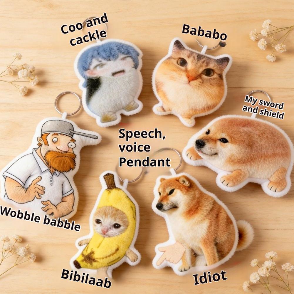 4-Key Voice button keychain Plastic decompression toys Decompression vocal ornament For Birthday Party Gifts
