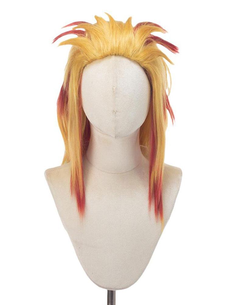 Косплей-парик Клинок, рассекающий демонов Столп Пламени Ренгоку Абрикосовый Шуллан Окрашивание градиентом Аниме Косплей-парик Парик из синтетического волокна