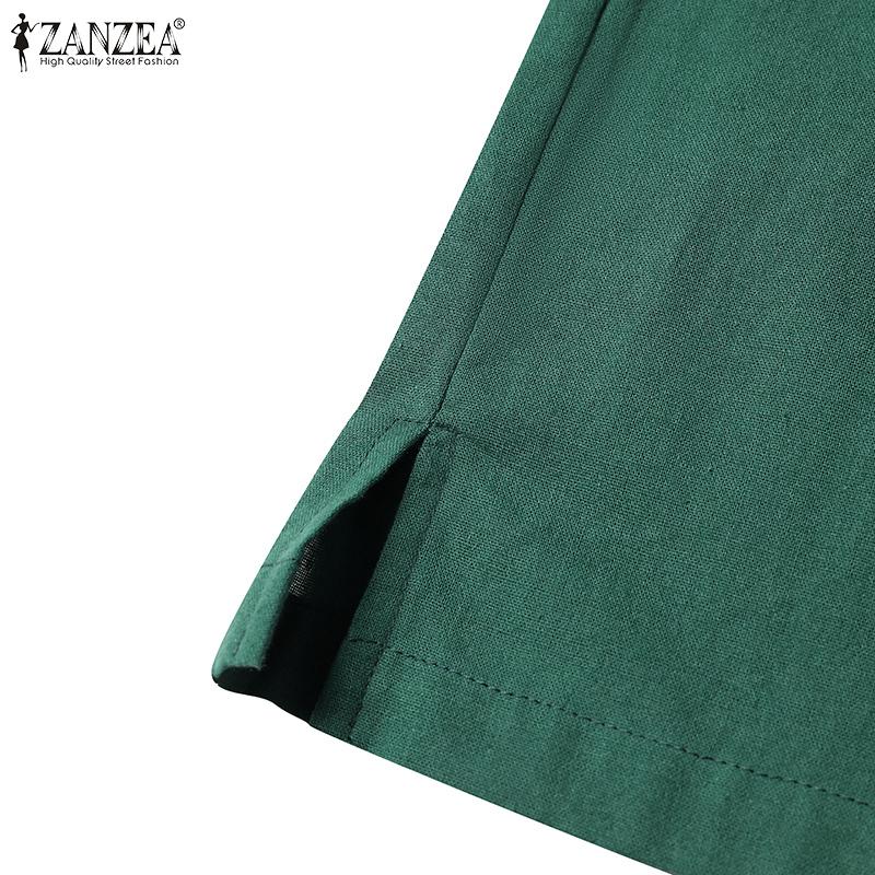 ZANZEA Женское летнее хлопковое платье-майка без рукавов с круглым вырезом