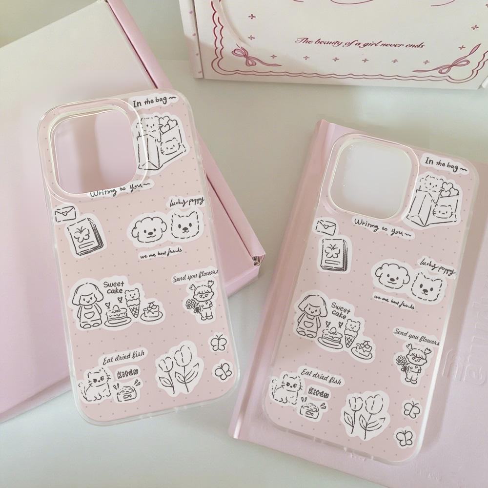 Расписной чехол для телефона для iPhone 12 13 15 16 iPhone 16 12 13 14 15 Pro 14 15 16 Pro Max Полное покрытие Противоударный Защита от отпечатков пальцев Свежий стиль Защитный чехол