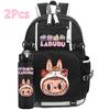 2Pcs/set Cartoon Printed Backpack with Water Bottle Student Boy Girl Large Capacity Schoolbag Women Travel Bag Kid Gift
