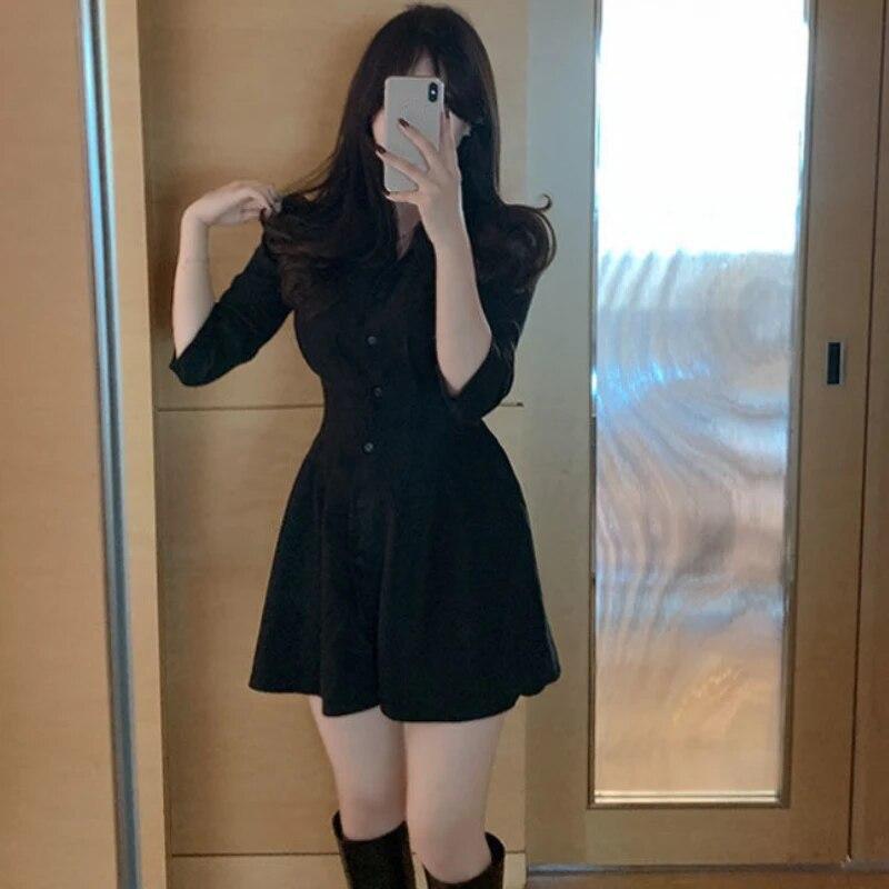 Платья женские однотонные складки тонкие элегантные сексуальные женские трапециевидные мини стильные с пышными рукавами простые повседневные летние повседневные