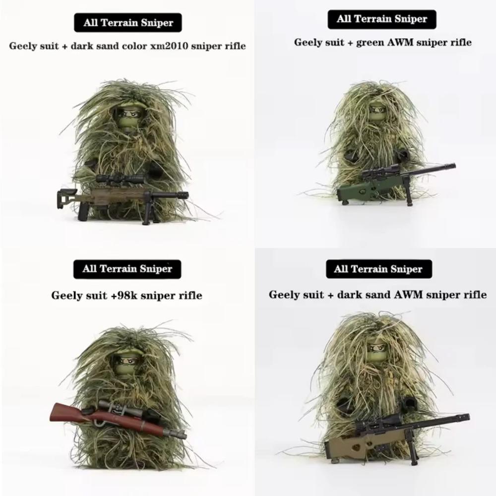 Military All-Terrain Sniper Camouflage Clothing Building Blocks Soldier Figures Weapon AWM Gun Parts MOC Game Bricks Kids Toys