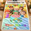 Flannel BlanketCocomelon Custom Name Text Personalized Soft Warm Throw Blanket Home Decor Gift