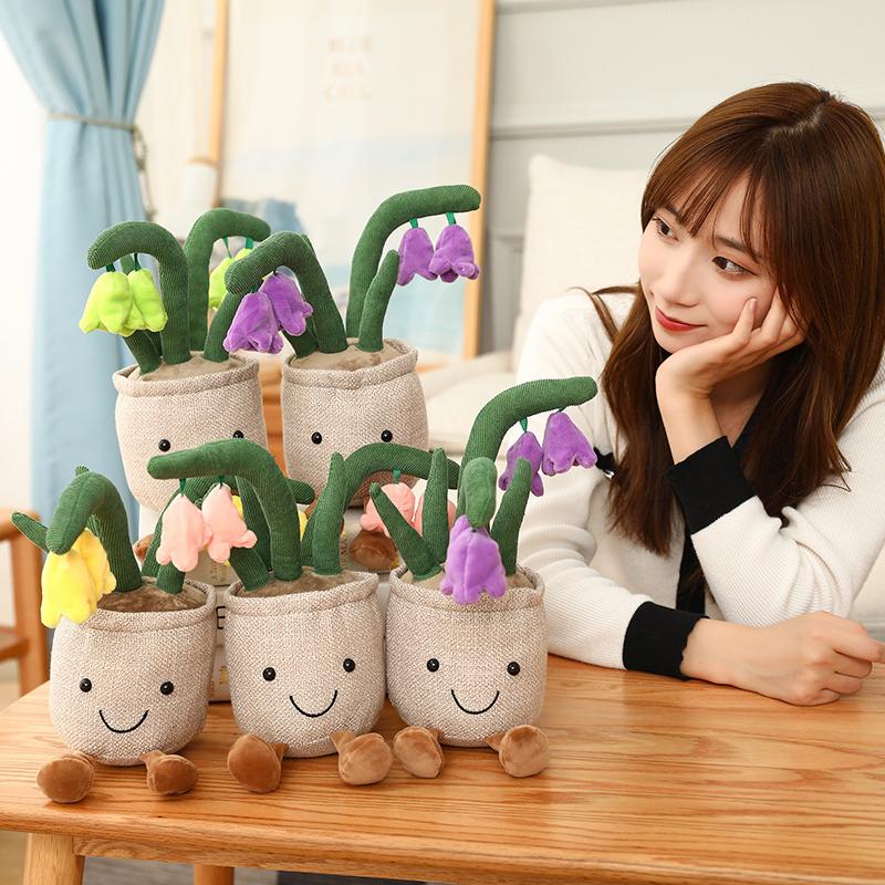 25cm Simulation Cartoon Plant Pot Series Plush Doll Succulent Tulip Lily Plush Toy Home Decor Living Room Bedroom Gift For Girls