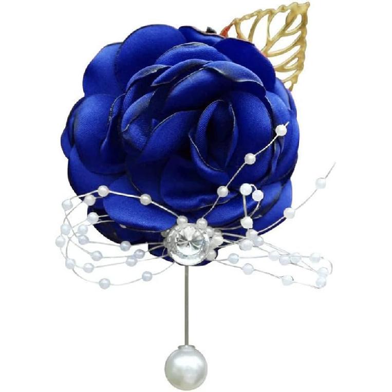 WANLIAN Синий браслет-бутоньерка для подружки невесты, свадебные цветы, бутоньерка-роза для выпускного и бутоньерка, набор для свадебной вечеринки, выпускного, свадебной церемонии, годовщины