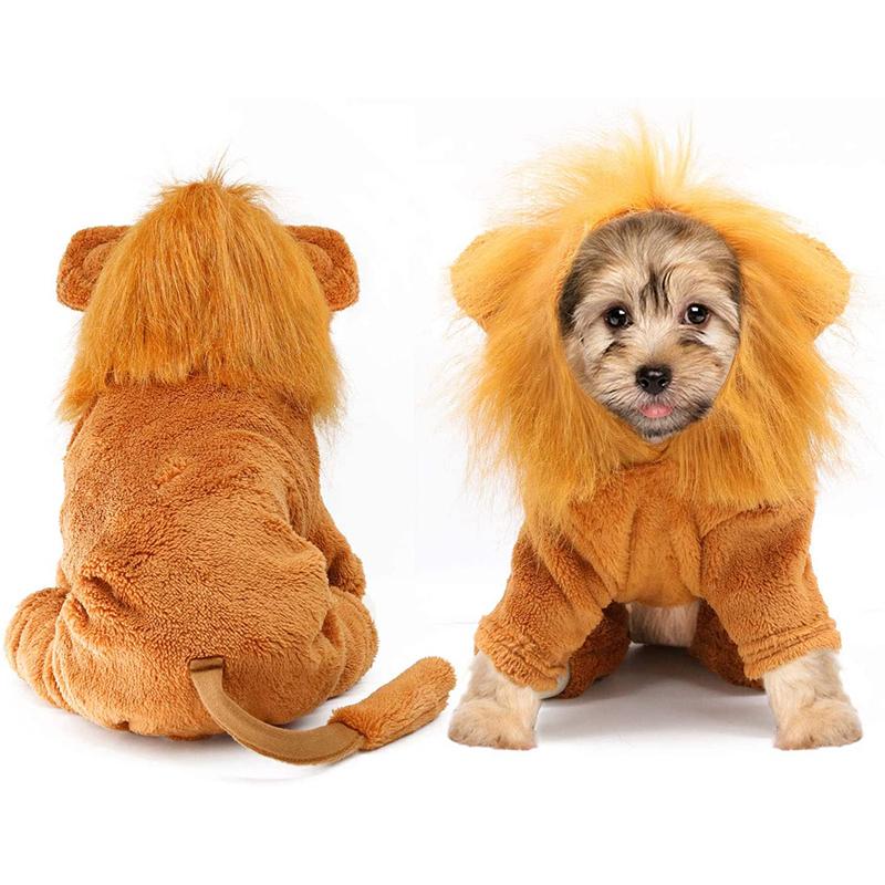 Benepaw Cozy Lion Dog Hoodie Cosplay Dress Up Pet Clothes Winter Cute Cat Puppy Costume For Halloween Party French Bulldog