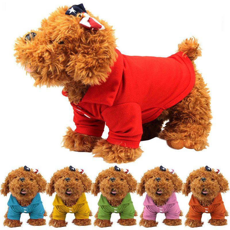 Модная очаровательная футболка-поло для питомца на лето, ярких цветов для собак и кошек