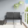 VidaXL Garden Bench for 2 People and Dark Grey Cushions PP Rattan 360211