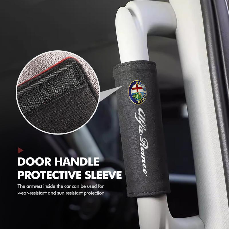 JOSAC1 2026 Hot Alfa Romeo Car Styling Roof Handle Cover Door Handrail Suede Protector Cover For Alfa Romeo Giulietta 940 2010-2014 201