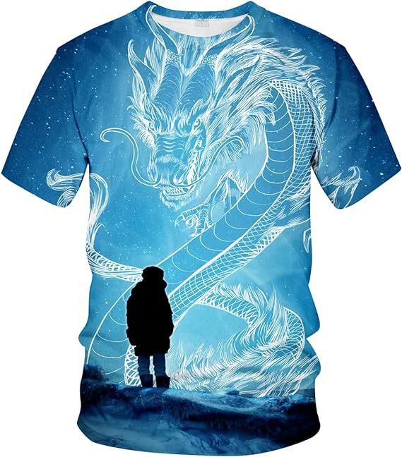 Мужская футболка с 3D-цифровой печатью и рисунком дракона, повседневная базовая рубашка и футболка с короткими рукавами