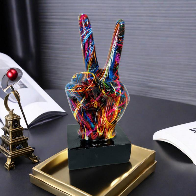Graffiti Hand Gesture Ornament Art And Crafts Resin Gesture Statue Desktop Ring A Living Room Home Decoration