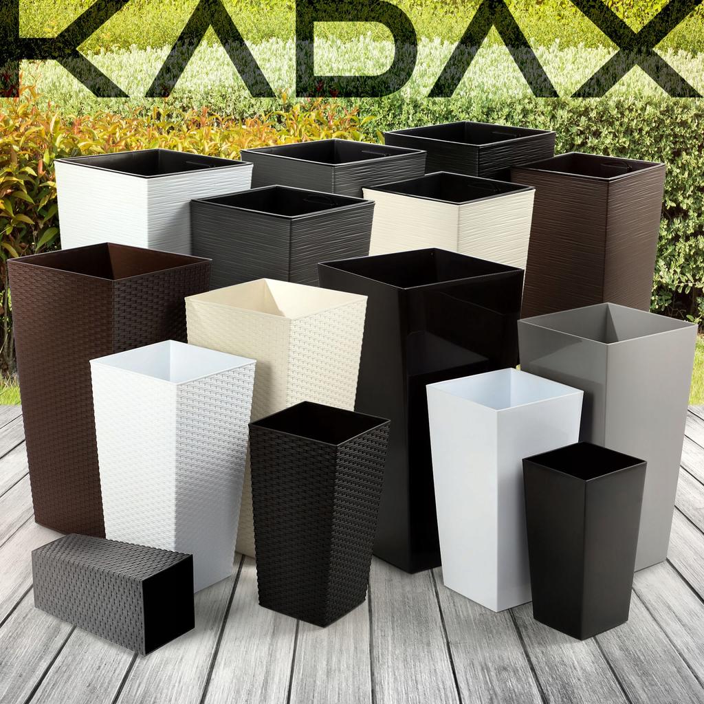 KADAX Flowerpot + Insert 18x36cm Tall Black Gloss