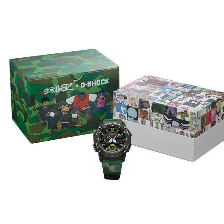 Casio G-Shock X Gorillaz Collaboration Military Green Camouflage Sports 200M Waterproof Shock Resistant Quartz Movement Resin Strap GA-2000GZ-3APR