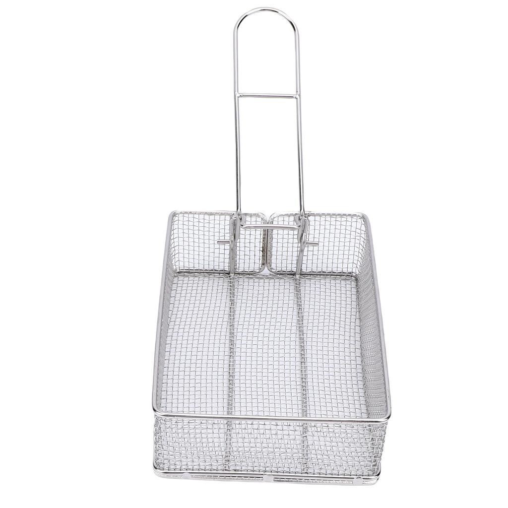 Fry Basket with Foldable Detachable Handle Multifunctional Stainless Steel Fine Mesh Frying Basket for Frying Food