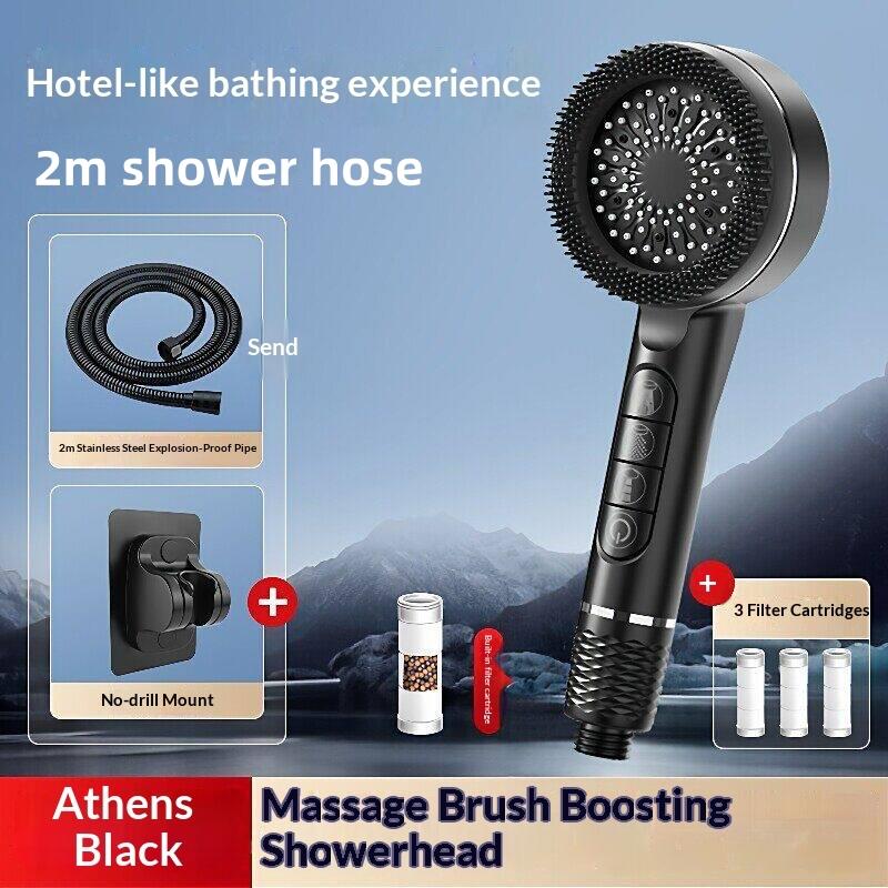 4 button modes, pressurized handheld shower head, bathroom, pressurized shower accessories, bathing tools