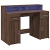LED Desk in Brown Oak Look 120x55x91 cm Particleboard
