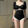 Hot Spring Swimsuit Fairy Fan Conservative Jumpsuit High Waisted Triangle Pants Cover the Belly and Appear Slim