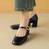 Модные лакированные туфли на высоком каблуке в стиле ретро Мэри Джейн женские туфли на высоком каблуке с квадратным носком женские 2024 модные и универсальные