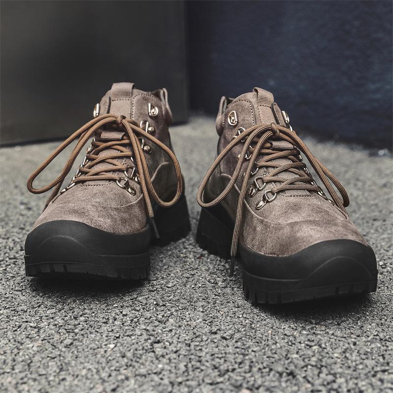 Модные мужские повседневные ботинки из коровьей замши, кожаные ботинки, ковбойские рабочие ботинки, сценические, для ночного клуба, весна-осень, платформа, ботильоны