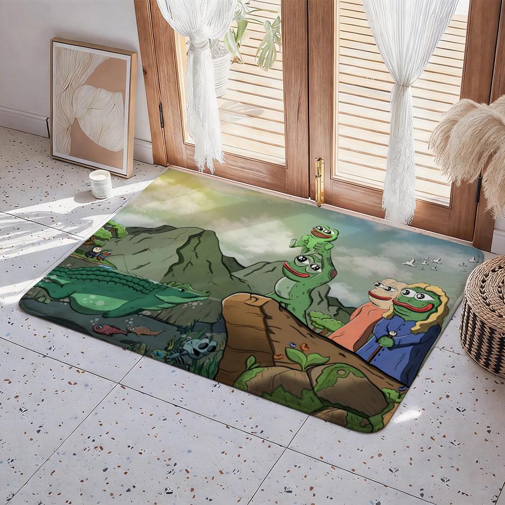 P Pepe The Frog Floor Mat Eco Flannel Doormat Non Slip Odorless Indoor Floor Rug Soft Short Plush Home Mat