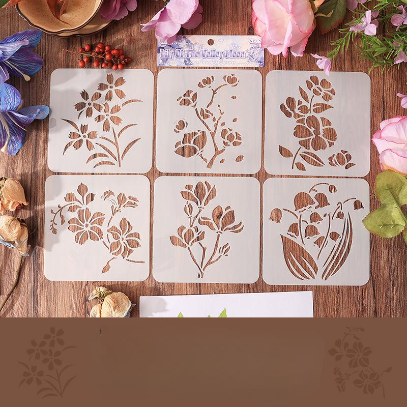 6 шт./набор цветочных трафаретов-бабочек для настенного скрапбукинга, небольшой креативный дизайн, декор своими руками, трафареты для живописи и декора