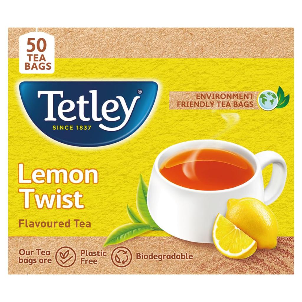 Чай черный Tetley Lemon Twist 50 пакетиков 100 г Освежающий ассамский чай с пикантным лимонным вкусом