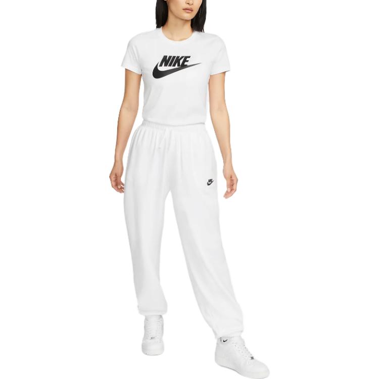 Nike Спортивная одежда Essentials Футболка с круглым вырезом и буквенным логотипом Женские топы Белые DV6095-100