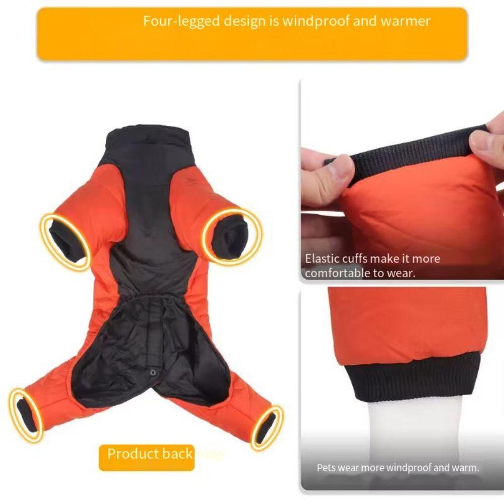 Четвероногие пальто для собак, водонепроницаемая одежда для щенков, утолщенная хлопковая одежда с фалангами для домашних животных, зимняя одежда для собак