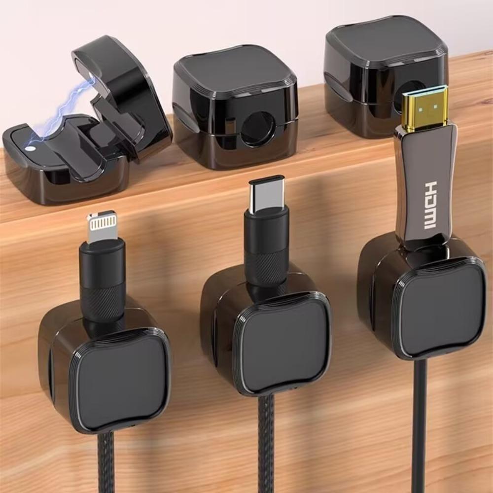 6pcs/bag Magnetic Cable Clip Cable Holder Adhesive Wire Keeper Cord Cable Organizer for Home CUnder Desk Management
