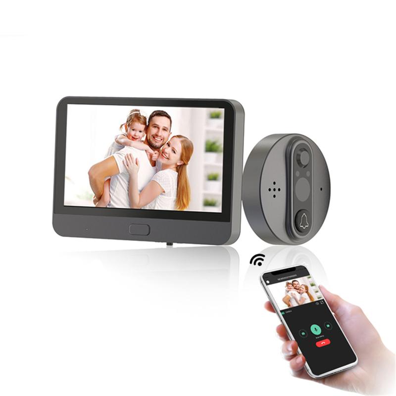 2024 Tuya Умный WiFi Дверной Звонок 1080p Камера Видео Глазок для Двери 4.3" ЖК-Экран 24H PIR Детекция Движения Глаз