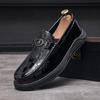 Весна 2025 новая повседневная одинарная обувь мужские британские лоферы на одной педали обувь для вождения повседневная кожаная обувь на мягкой подошве