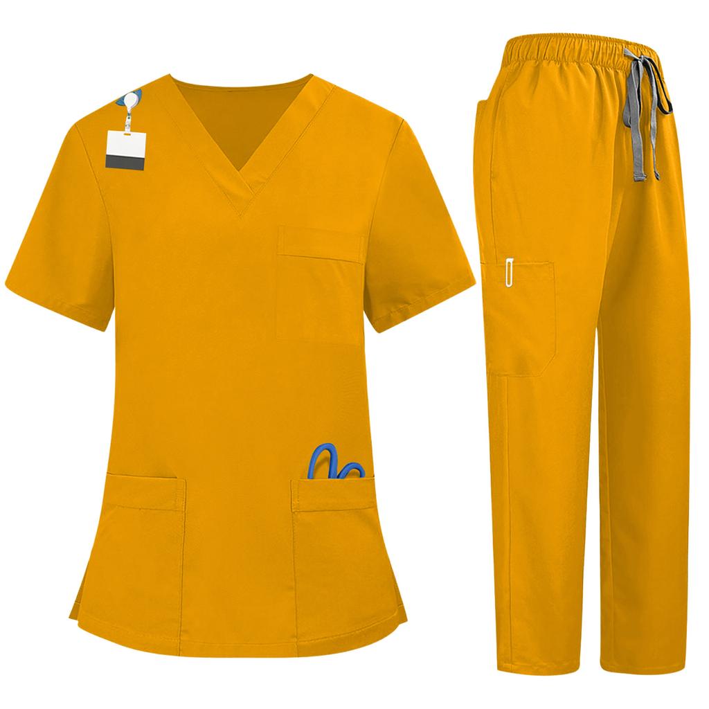 Рабочий костюм Soild Scrub для женщин с V-образным вырезом и коротким рукавом, забавные футболки, рабочая одежда, футболка с карманами