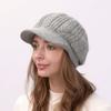 New Autumn and Winter Women's Velvet and Thickened Wool Cable Knit Cap  Fashionable Warm and Cold Proof Beret Knitted Hat