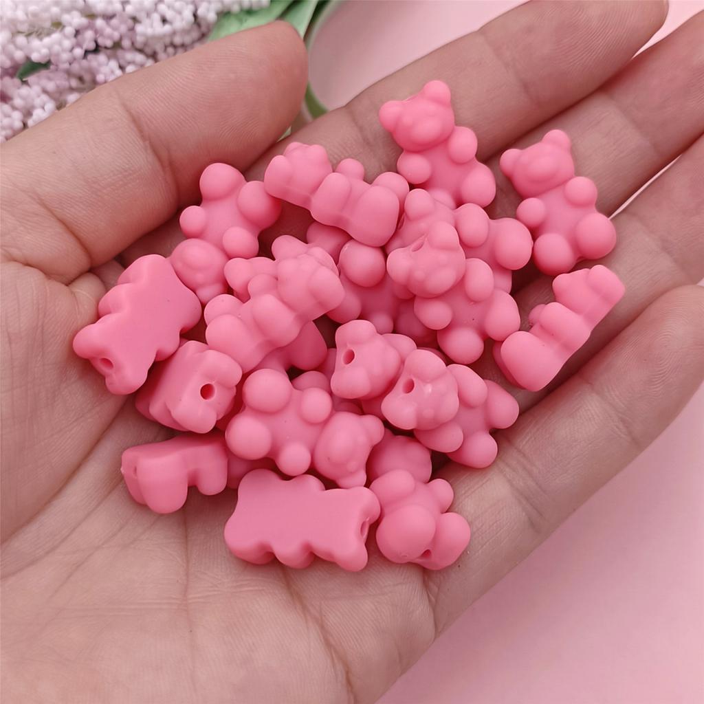 Высокое качество 20 шт. однотонных резиновых бусин 18*11 мм браслеты в форме медведя изготовление украшений своими руками ожерелье милые бусины в форме медведя