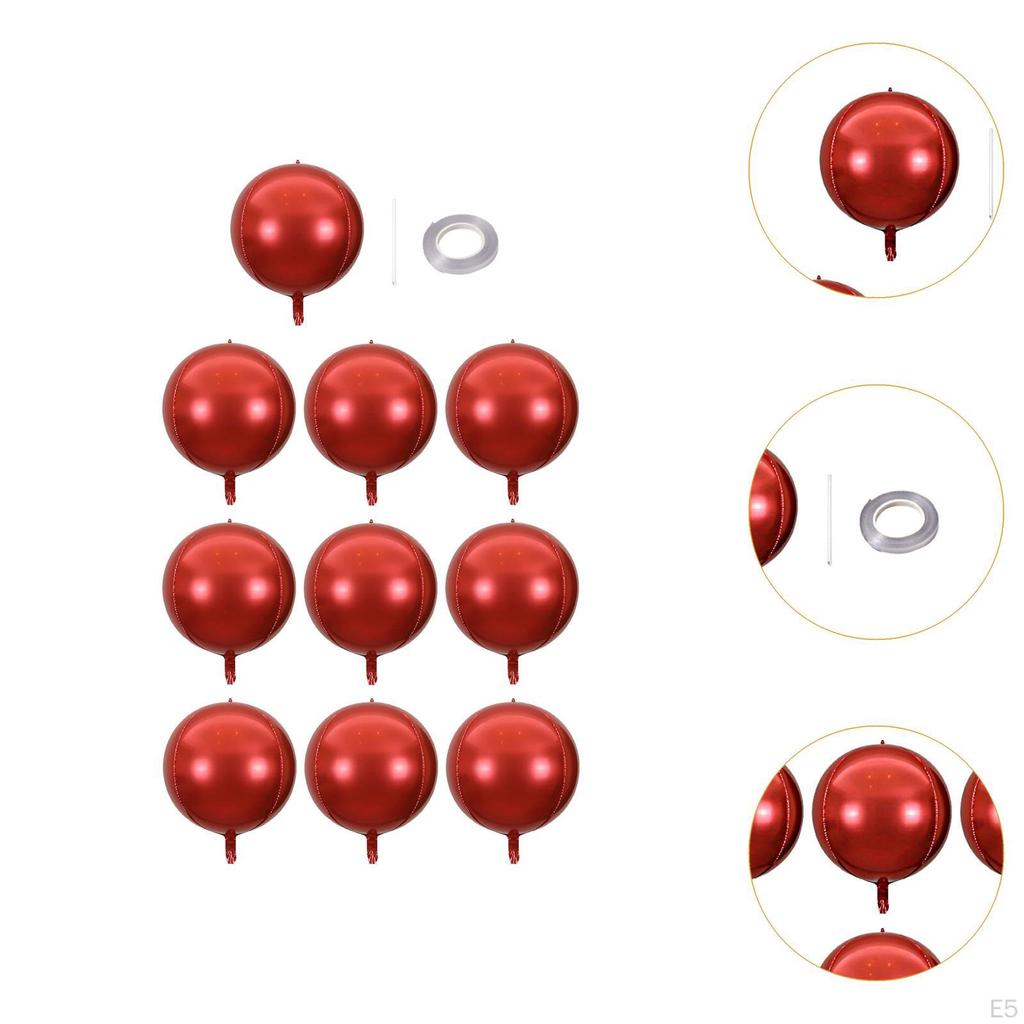 10 Count Foil Balloons 22 Inch Unique Round Props for Celebrations