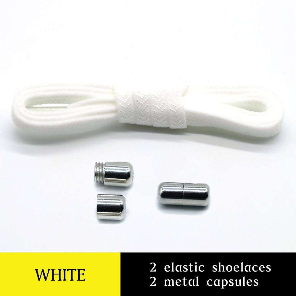 Elastic No Tie Shoelaces Flat Laces with Metal Lock for Sneakers Easy To Wear for Kids and Adults