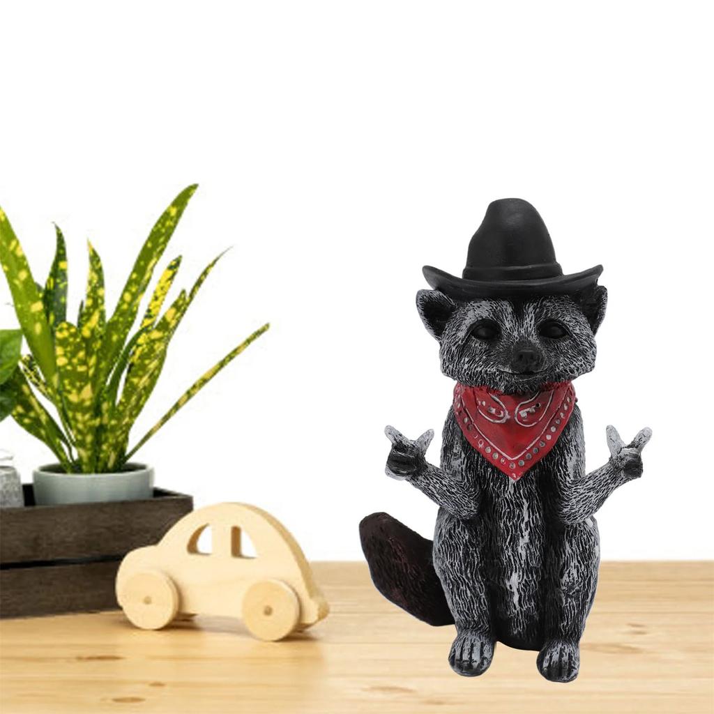 Фигурка енота Забавная Реалистичная Декоративная из смолы Статуэтка дикого животного Украшение для стола Книжной полки Каминной полки