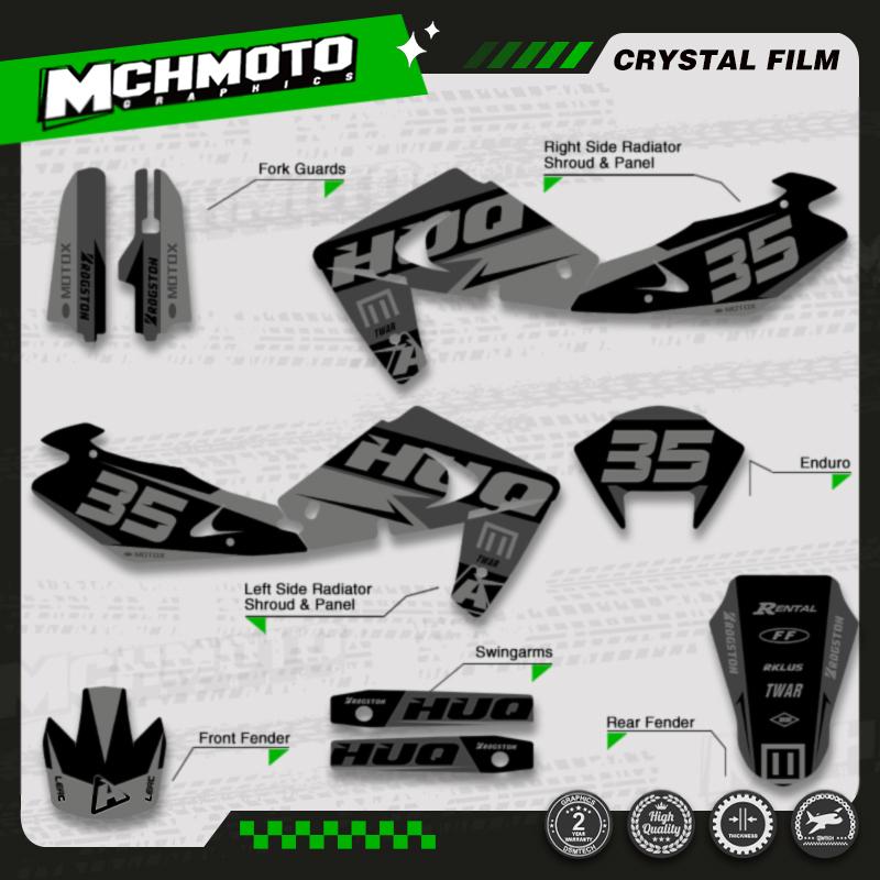 MCHMFG Graphics Decal Stickers Kit For Husqvarna TE 250 2001 2002 2003 2004 SM 450 2002 2003 2004 Number Name Background