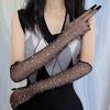 Finger Fishnet Flash  Sunscreen Tulle Mittens Mesh Gloves Bridal Gloves Rhinestones Gloves