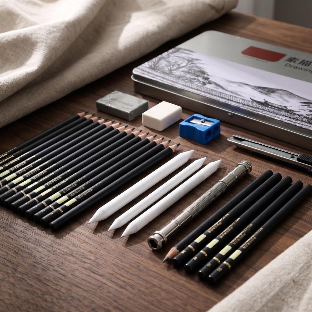 29PCS soft moderate hard charcoal cores art drawing pencil set shadow layering creation